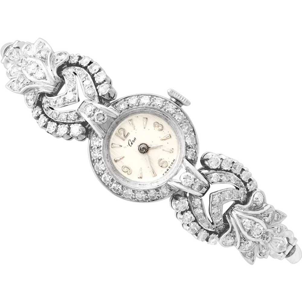 Vintage 2.92 cttw Diamond Cocktail Watch in Plati… - image 1
