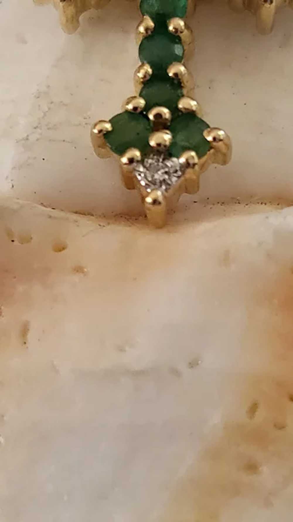 Emerald and Diamond Cross in 14K Gold with 14K Bo… - image 4