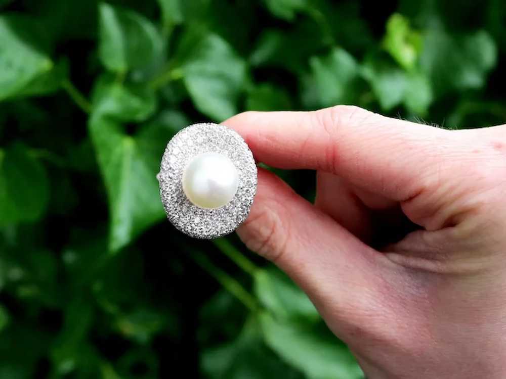 Vintage Pearl and 5.15ct Diamond, 18ct White Gold… - image 2