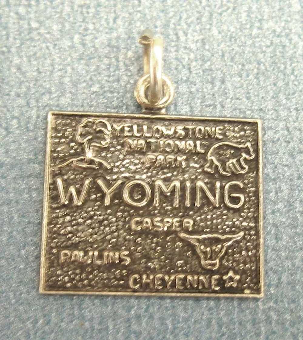 Vintage Sterling Silver Wyoming State Charm - image 1