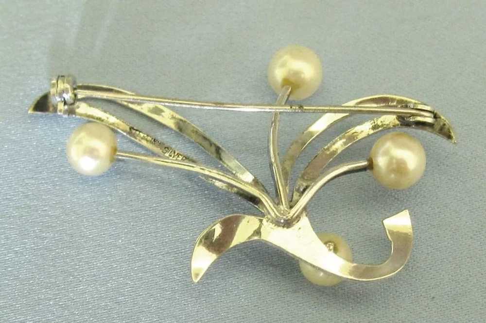 Lovely Vintage Sterling Silver Cultured Pearl Bro… - image 2