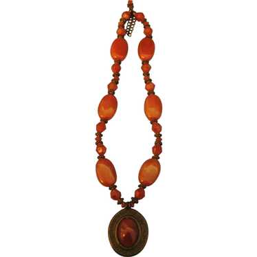Bold & Chunky Faux Carnelian Necklace- 20 Inches