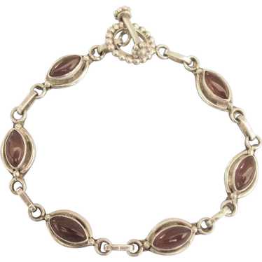 Lovely Sterling Carnelian Cabochon Toggle Bracelet