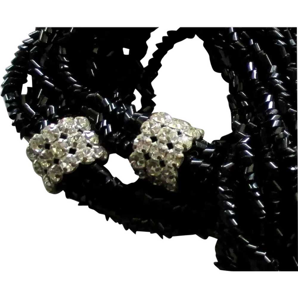 Glittering Vintage Black Torsade Necklace with Hu… - image 1