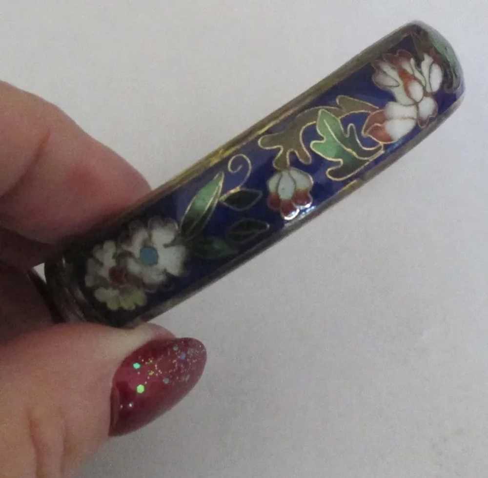 Vintage Chinese Cloisonne Enamel Hinged Cobalt Bl… - image 3