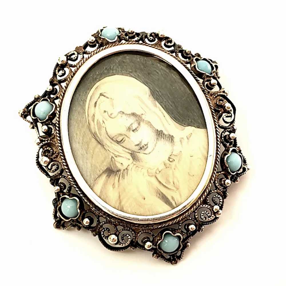 Victorian Portrait 800 Silver Pin/Brooch/Pendant - image 4