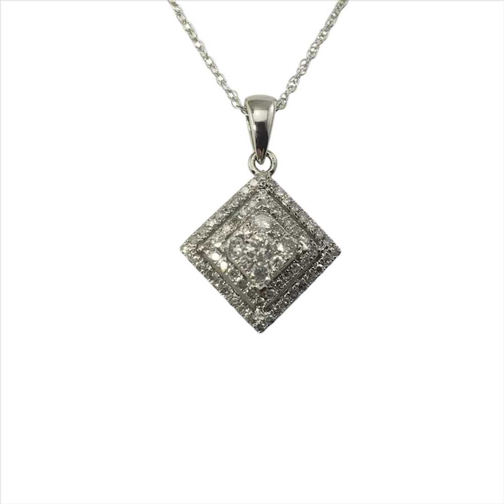 Vintage 10 Karat White Gold Diamond Pendant Neckl… - image 1