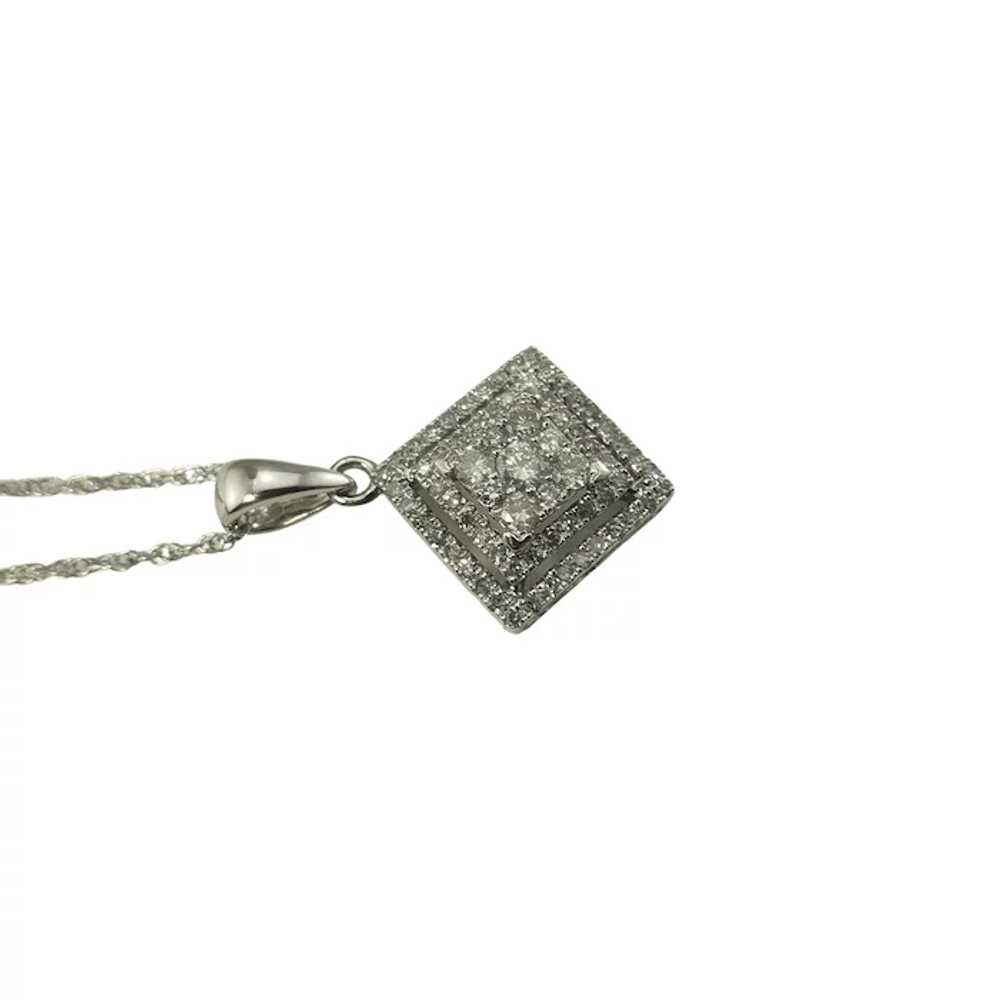 Vintage 10 Karat White Gold Diamond Pendant Neckl… - image 2