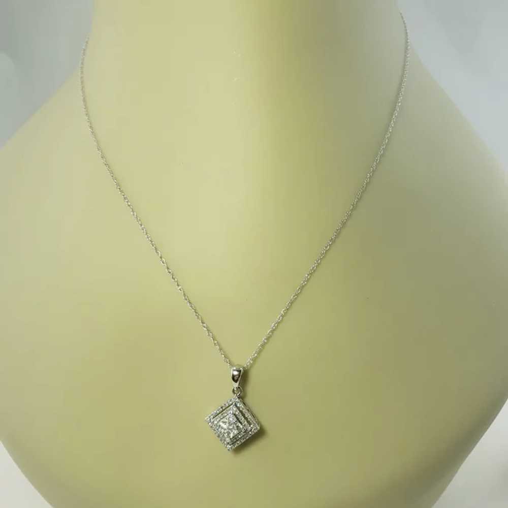 Vintage 10 Karat White Gold Diamond Pendant Neckl… - image 7