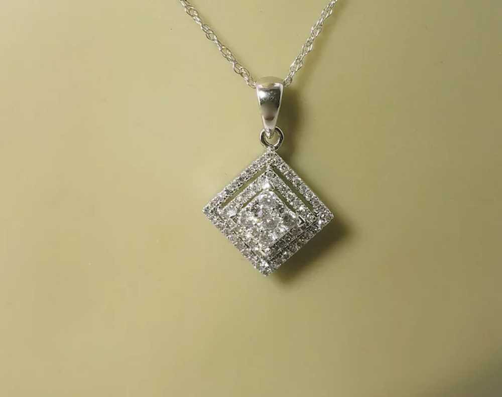 Vintage 10 Karat White Gold Diamond Pendant Neckl… - image 8