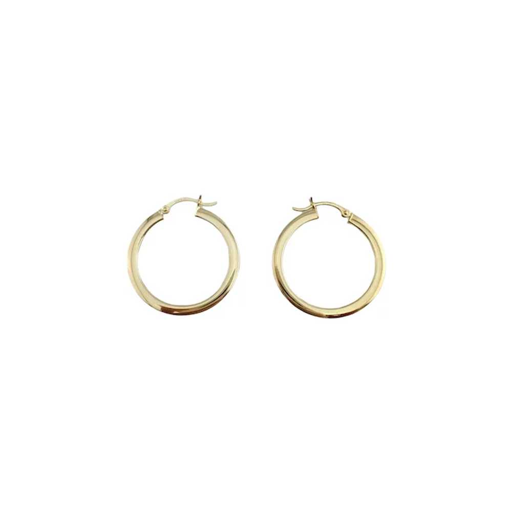 Vintage 14K Yellow Gold Hoops With Clear Stone - image 2