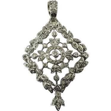 Vintage 10 Karat White Gold and Diamond Floral Pe… - image 1