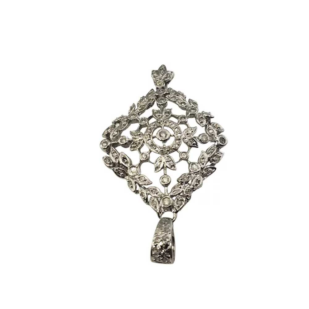 Vintage 10 Karat White Gold and Diamond Floral Pe… - image 2