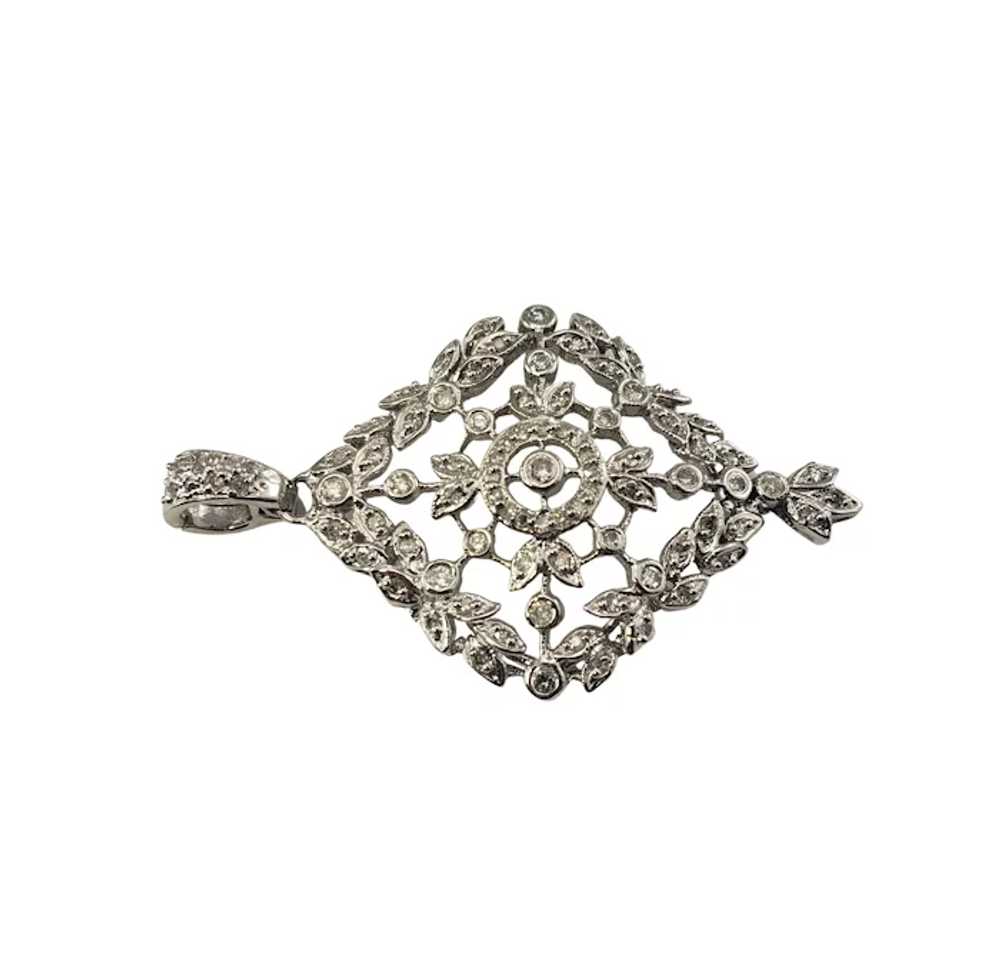 Vintage 10 Karat White Gold and Diamond Floral Pe… - image 3