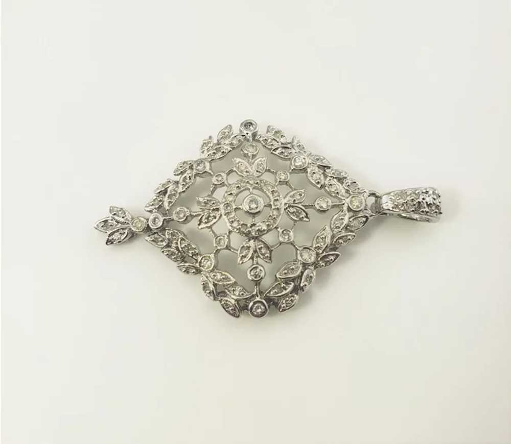 Vintage 10 Karat White Gold and Diamond Floral Pe… - image 4