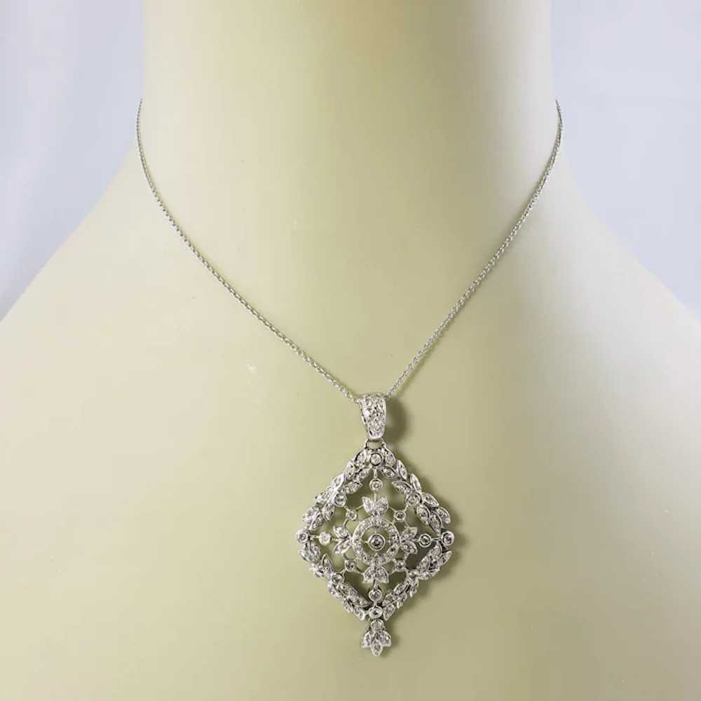 Vintage 10 Karat White Gold and Diamond Floral Pe… - image 7