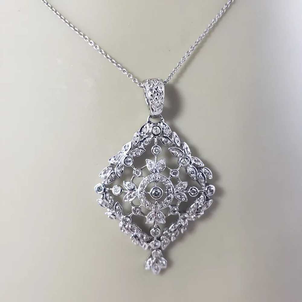 Vintage 10 Karat White Gold and Diamond Floral Pe… - image 8