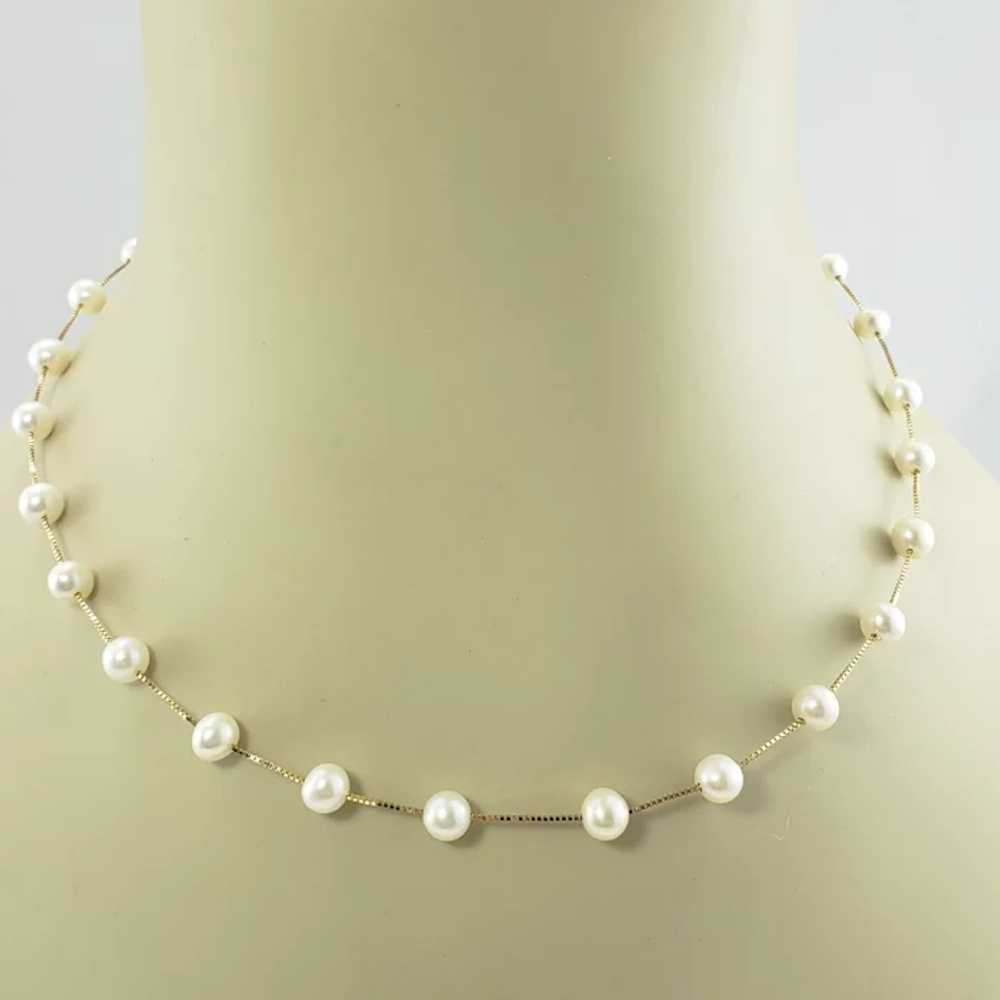 Vintage 10 Karat Yellow Gold and Pearl Necklace - image 6