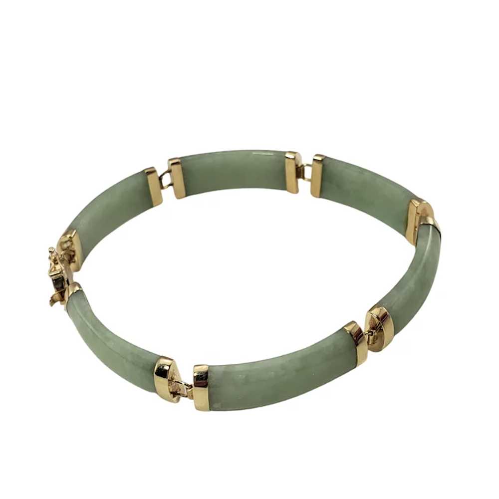 Vintage 14 Karat Yellow Gold and Jade Bracelet - image 2