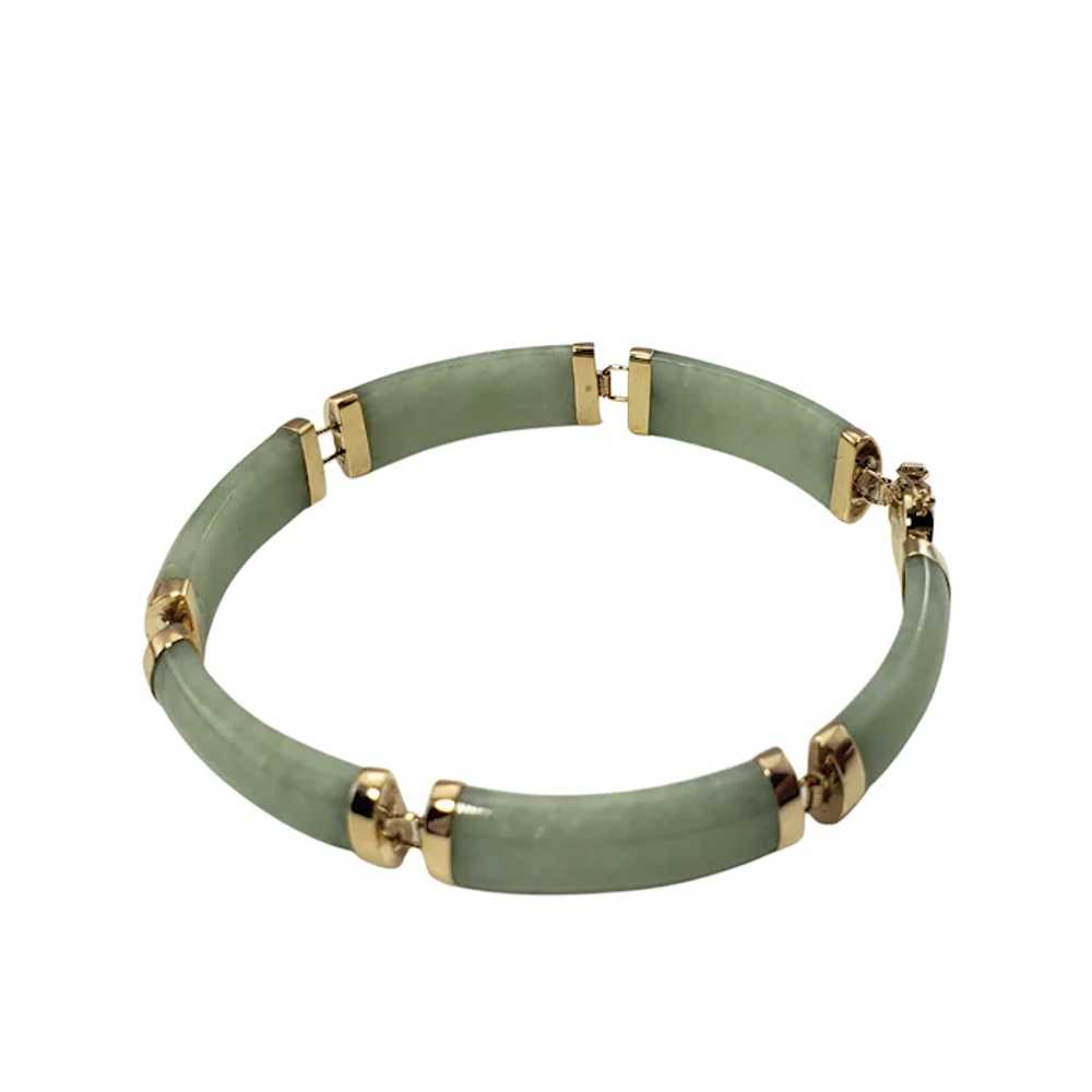 Vintage 14 Karat Yellow Gold and Jade Bracelet - image 3