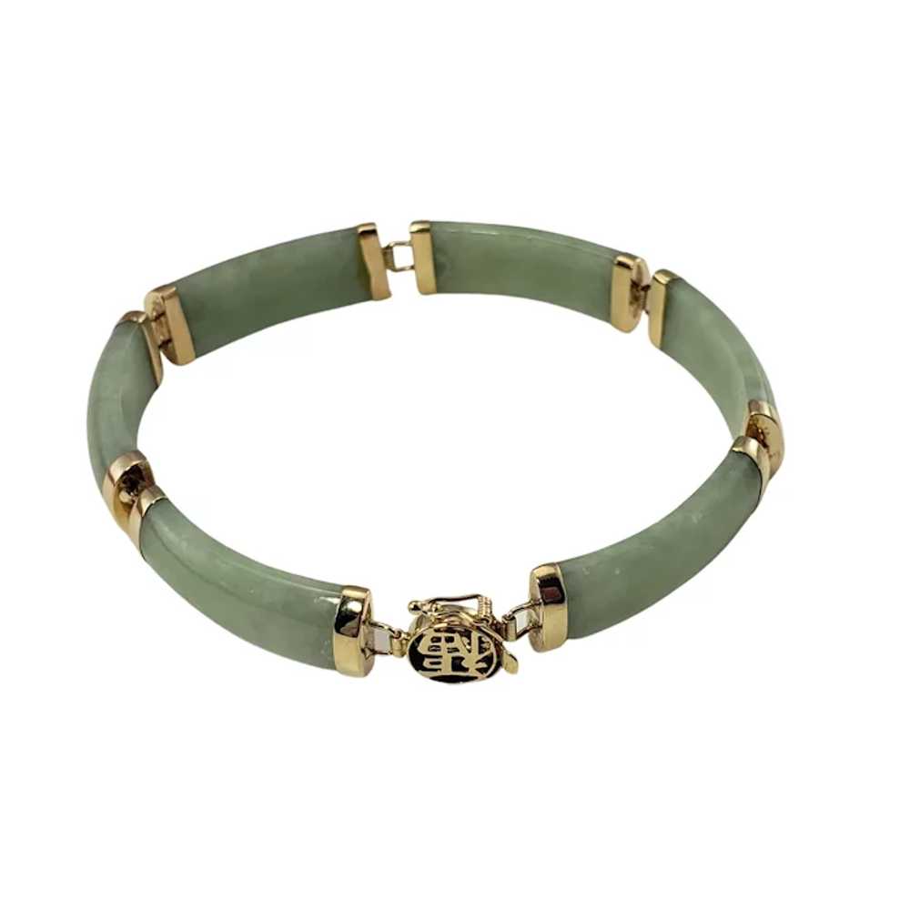 Vintage 14 Karat Yellow Gold and Jade Bracelet - image 4