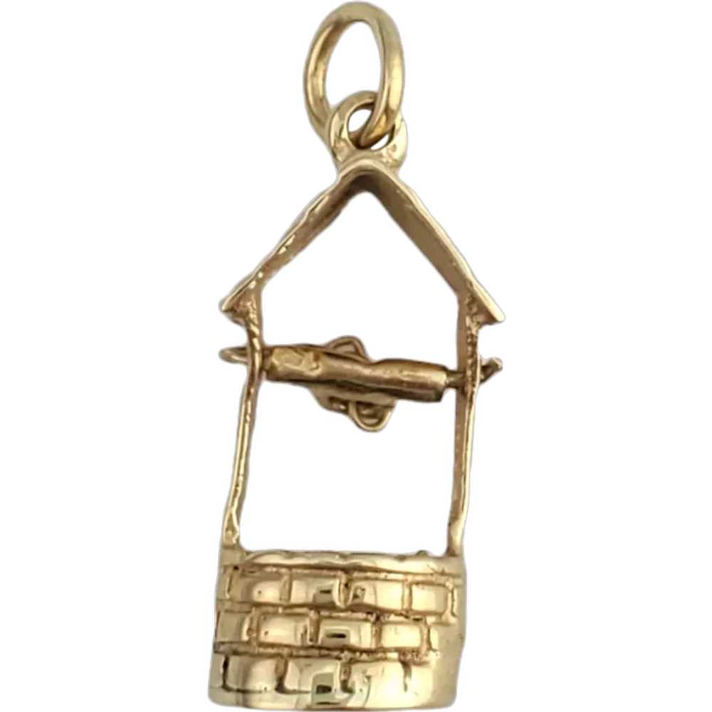 Vintage 14K Yellow Gold Well Charm - image 1