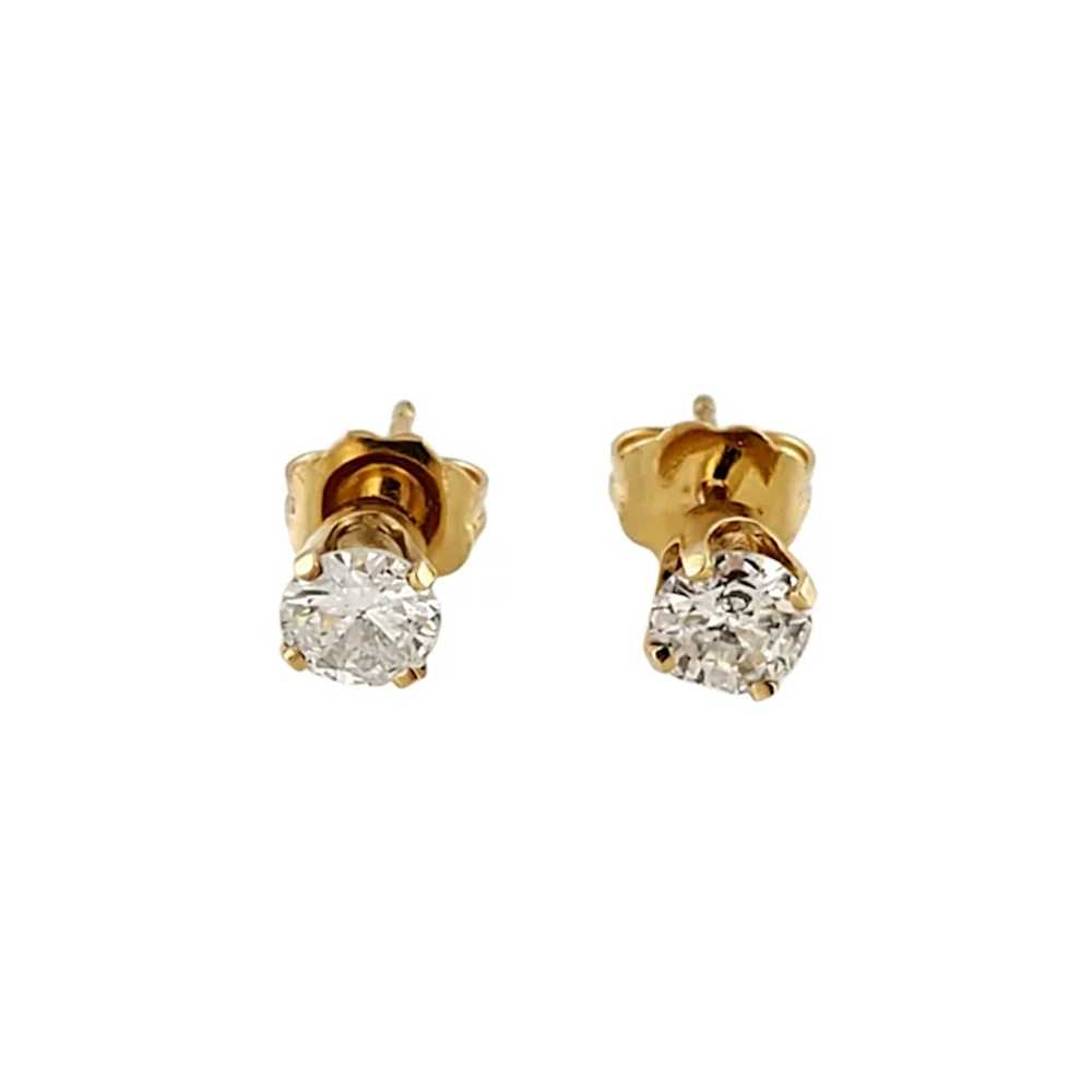 Vintage 14 Karat Yellow Gold Diamond Stud Earring… - image 2