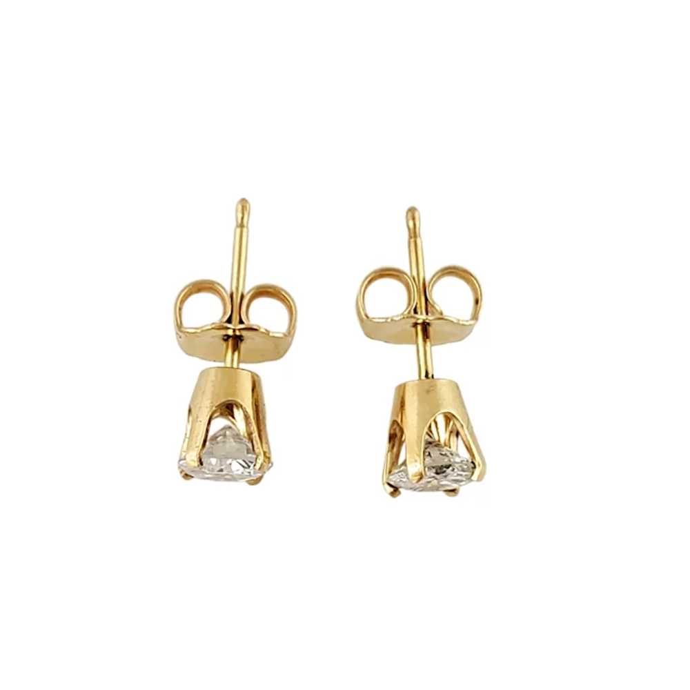 Vintage 14 Karat Yellow Gold Diamond Stud Earring… - image 3