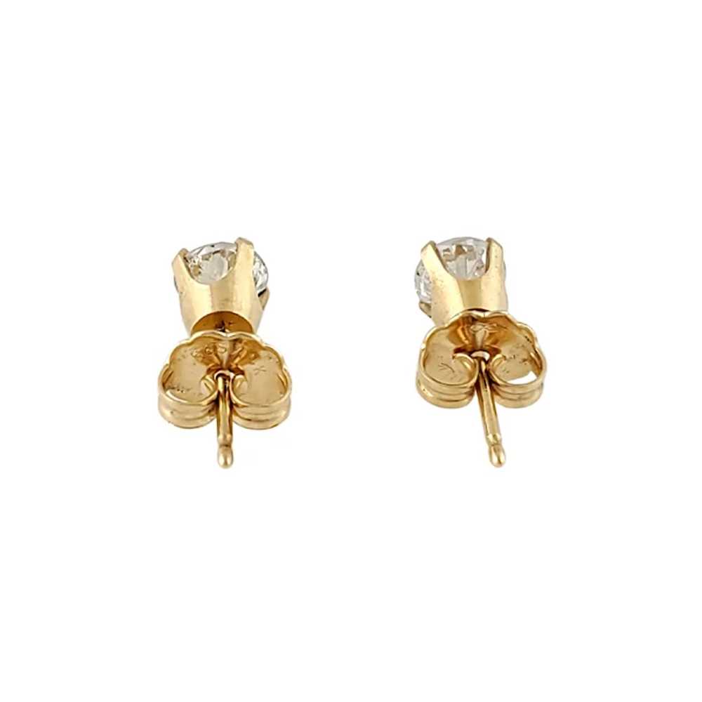 Vintage 14 Karat Yellow Gold Diamond Stud Earring… - image 5