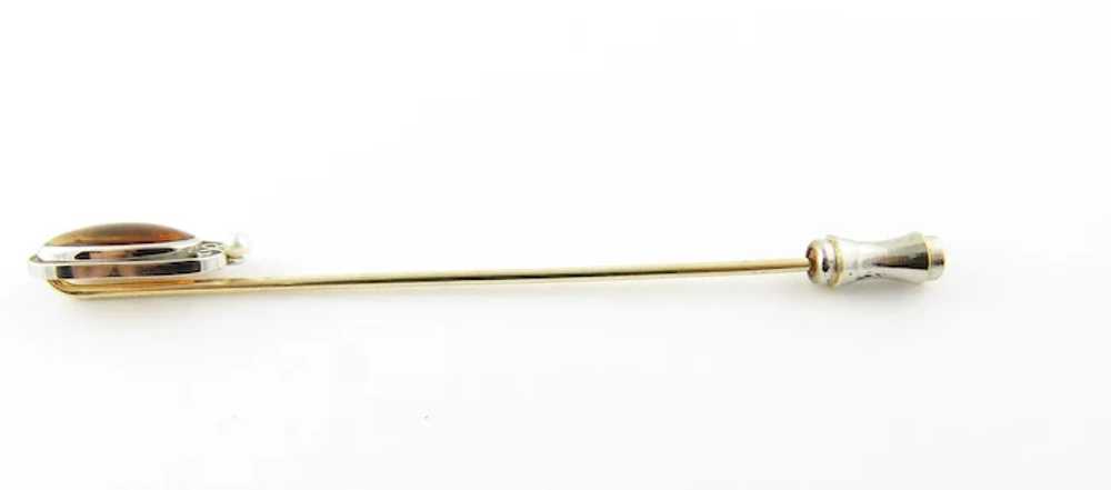 Vintage White Gold Amber and Seed Pearl Stick Pin - image 2