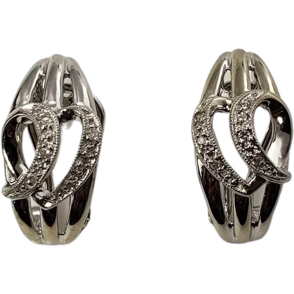 Vintage 14 Karat White Gold and Diamond Earrings - image 1