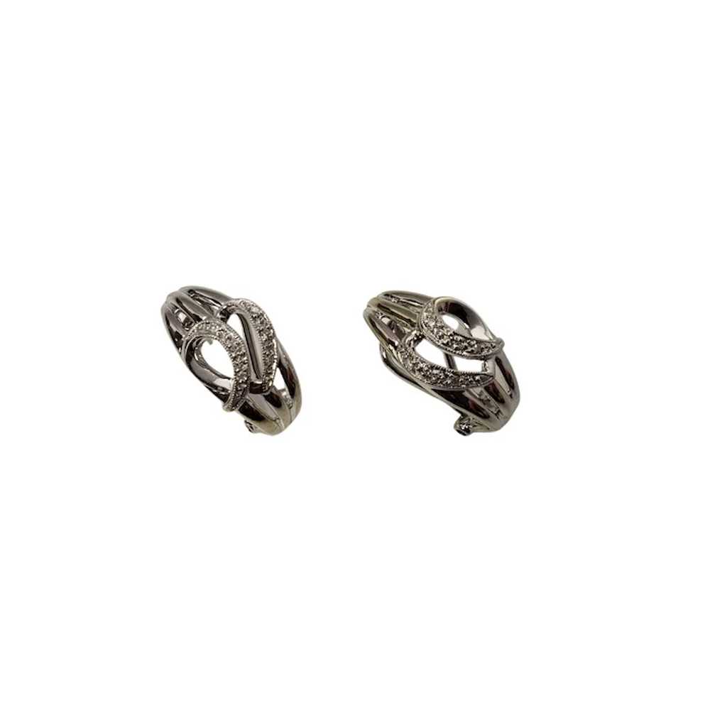 Vintage 14 Karat White Gold and Diamond Earrings - image 3