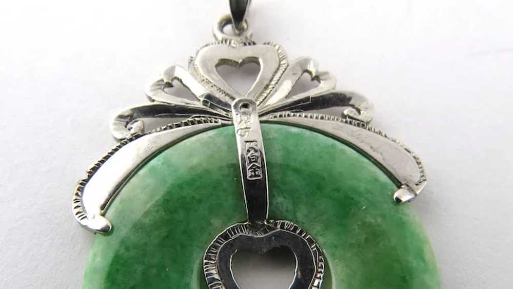 Vintage Silver, Palladium and Jade Heart Circular… - image 5