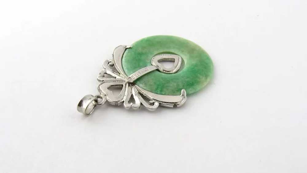 Vintage Silver, Palladium and Jade Heart Circular… - image 6