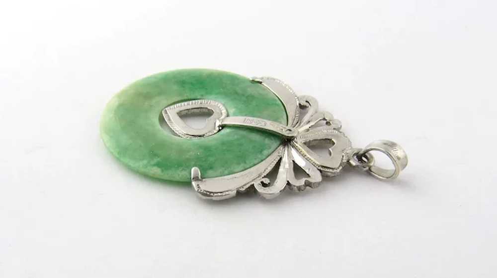 Vintage Silver, Palladium and Jade Heart Circular… - image 7