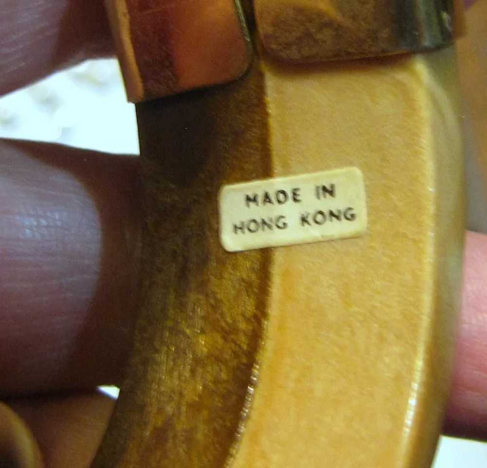 1970's Hong Kong Faux Wood Clamper Bracelet - image 2