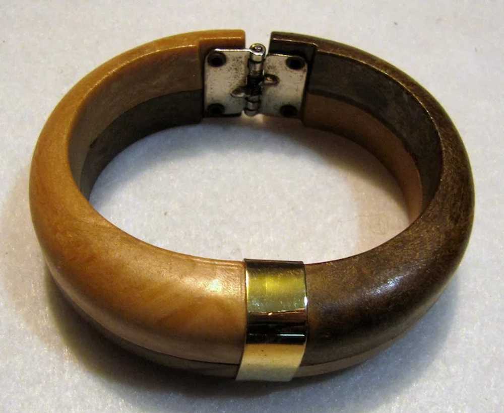 1970's Hong Kong Faux Wood Clamper Bracelet - image 3