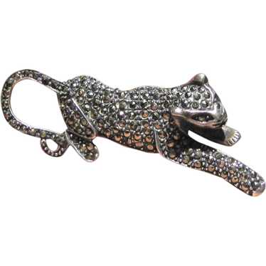 Stylish Sterling & Marcasite Cheetah Pin - image 1