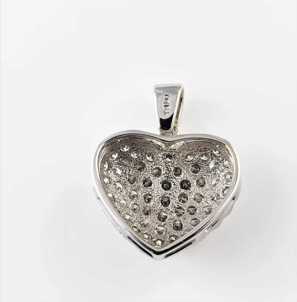 Vintage 14 Karat White Gold Diamond Heart Pendant - image 5