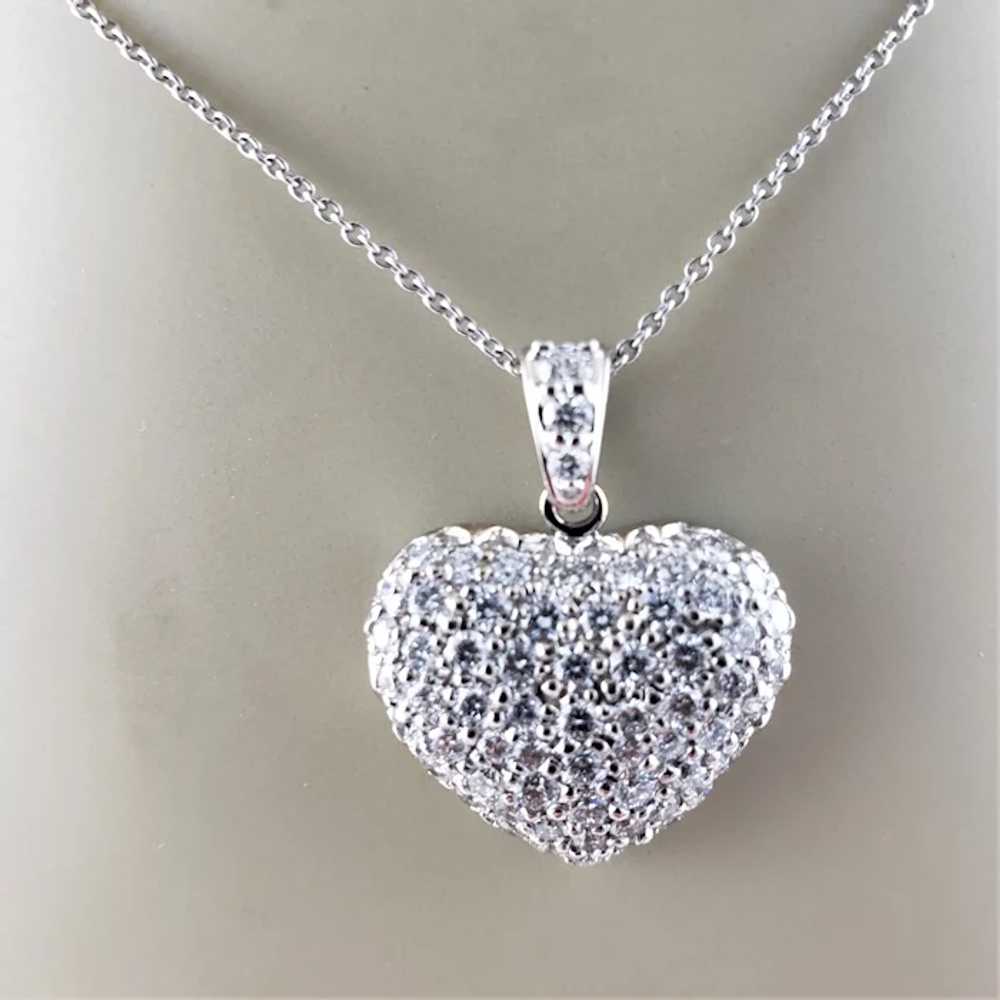 Vintage 14 Karat White Gold Diamond Heart Pendant - image 9