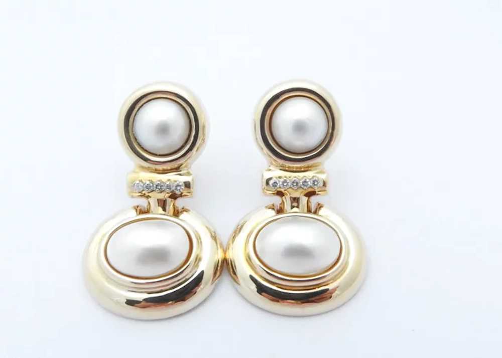 Vintage 14 Karat Yellow Gold Mobe Pearl and Diamo… - image 2