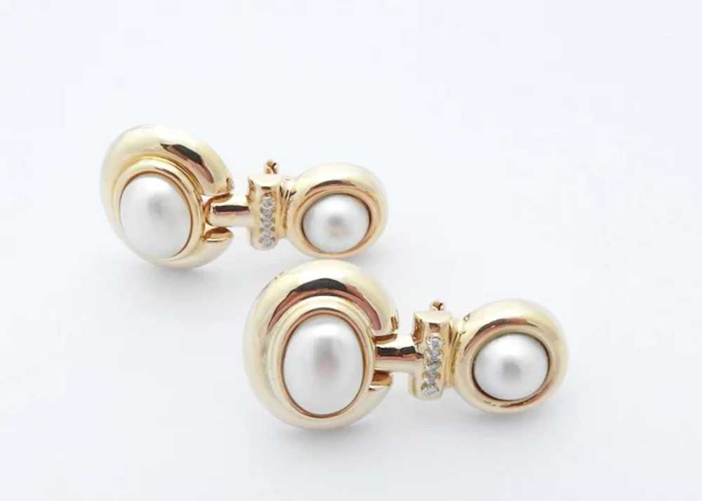 Vintage 14 Karat Yellow Gold Mobe Pearl and Diamo… - image 3