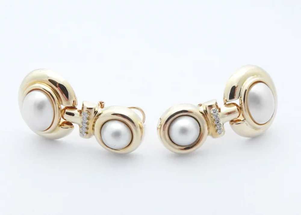 Vintage 14 Karat Yellow Gold Mobe Pearl and Diamo… - image 5