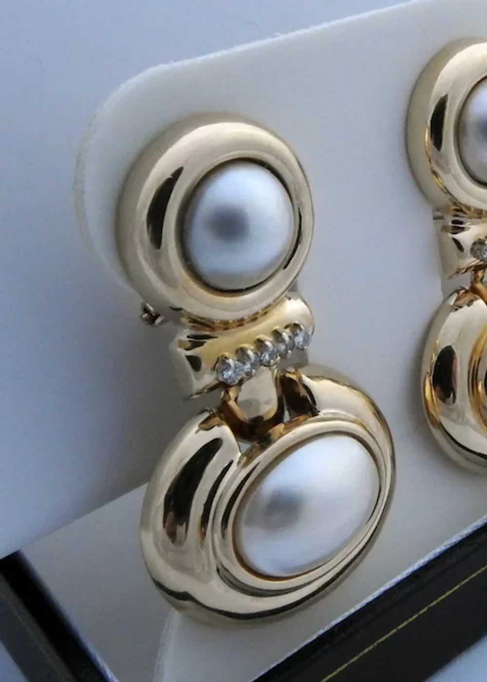 Vintage 14 Karat Yellow Gold Mobe Pearl and Diamo… - image 9