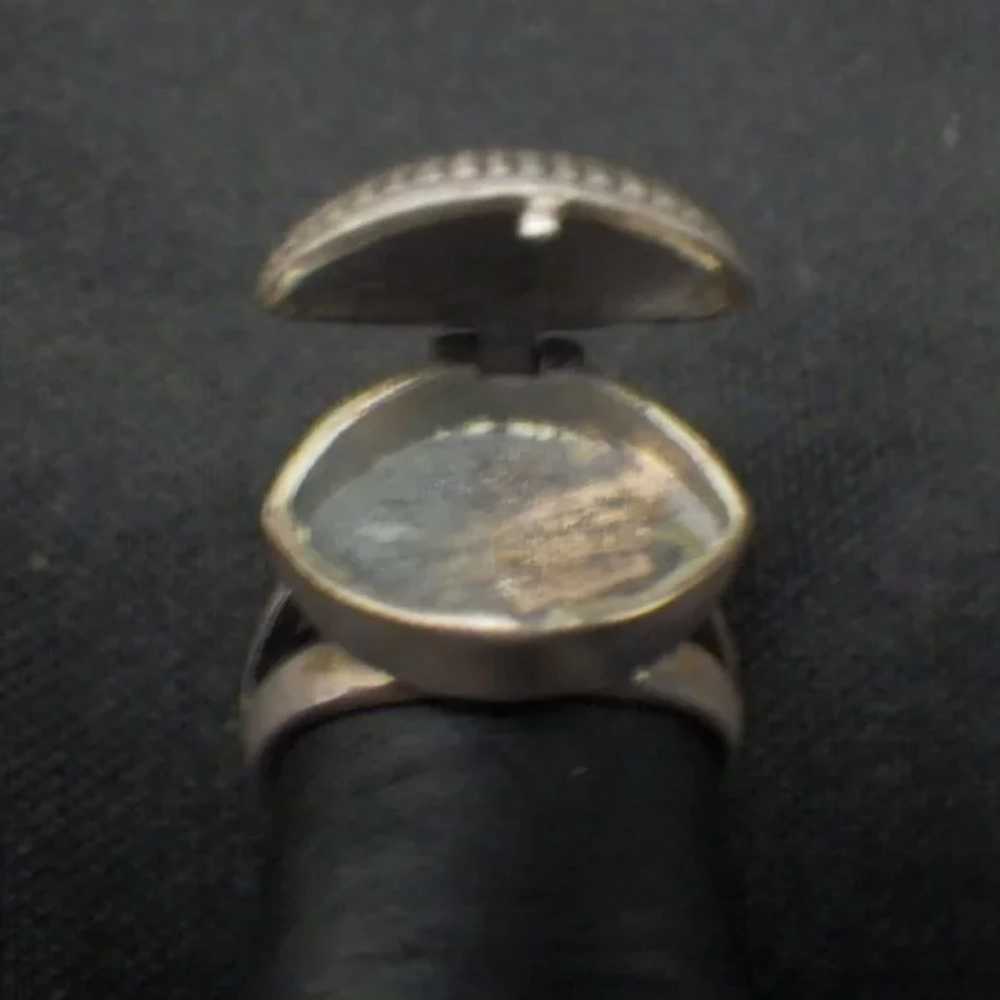 Vintage Sterling Silver Poison or Amulet Ring - image 4