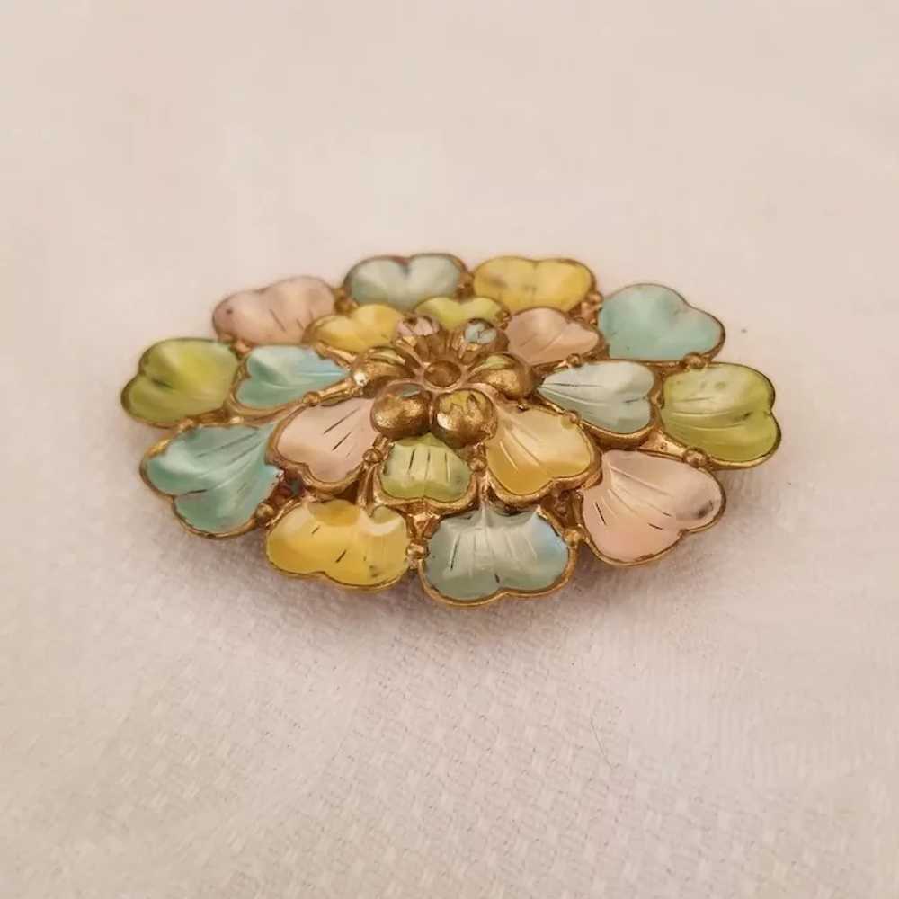 Antique Pastel Enamel Flower Brooch Attributed to… - image 2