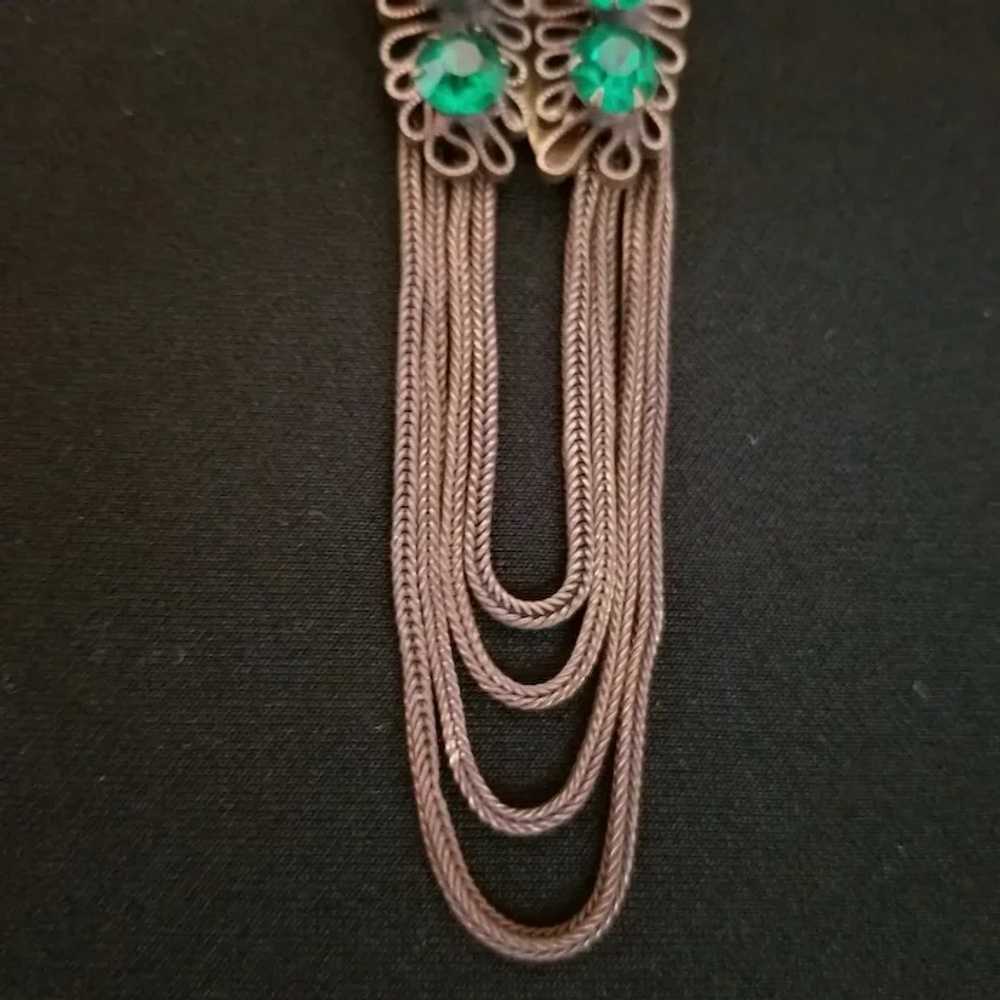 Vintage Rhinestone and Chain Dress Clip - image 3