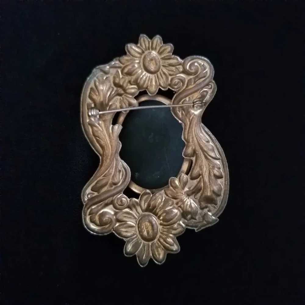 Spectacular Vintage Black Cameo Brooch - image 5