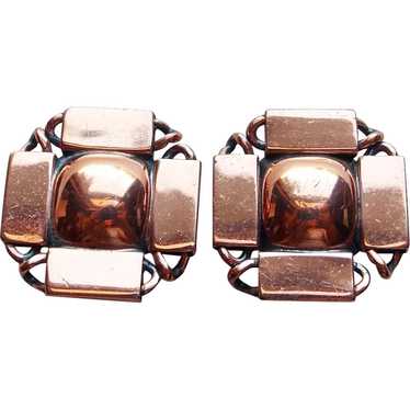 Gorgeous Renoir Signed Copper Vintage Earrings