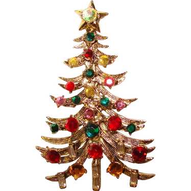 Fabulous HOLLYCRAFT Vintage Christmas Tree Brooch